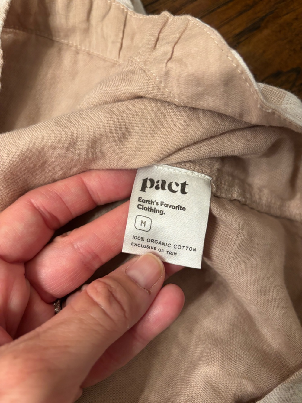 Pact Organic Cotton Shirt Dress Beige Pink Stripe Medium Relaxed Coastal Tunic - Picture 10 of 14